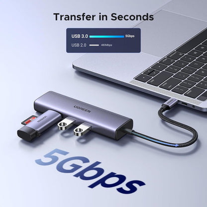 UGREEN Revodok USB C Hub 6-in-1, Type C Adapter with Gigabit to Ethernet Adapter, 4K HDMI, 100W PD, 3 USB 3.0, Compatible with MacBook, iPad, Dell, HP, Surface, Chromebook, Mac mini