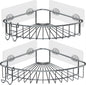 Jovware Corner Shower Caddy Shelf - Rust Proof Shelves with Bearing 30 lbs 8 Adhesive Suction Strip No Drilling 2 Hook - Large Sturdy Rack 2 Pack SUS304 Stainless Steel for Bathroom Kitchen Toilet