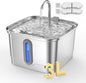 Cat Water Fountain, 101oz/3L Stainless Steel Pet Water Dispenser | Ultra-Quiet 25 dB Cat Fountain with Water Level Window, 2 Filters & 2 Sponges Included for Indoor Cats