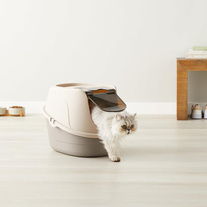 No-Mess Hooded Enclosed Cat Litter Box, Large, Multicolor, 24 in x 18 in x 17 in