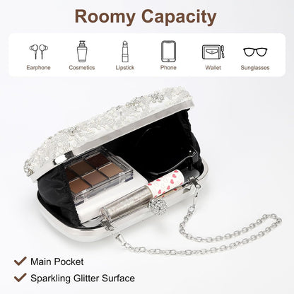 DTGN Evening Bags Clutch Purses for Women Formal, Bridal Purses Rhinestone Handbags Shoulder Bag with Chain Sparkly