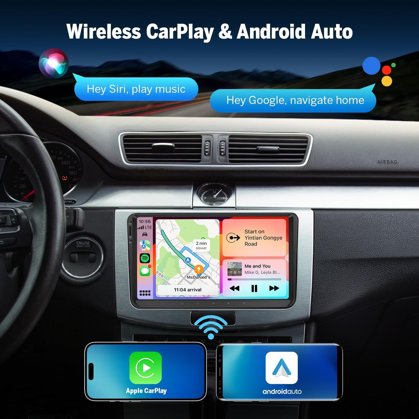 Eonon Android 14 Radio for VW Volkswagen Jetta 2006-2015, Golf MK6 MK5, Tiguan 2008-2016, Passat 2005-2014, 3GB+32GB, CarPlay/Android Auto, Built-in DSP, 9'' IPS, Bluetooth 5.4-VWX7 (Upgraded VWA13)