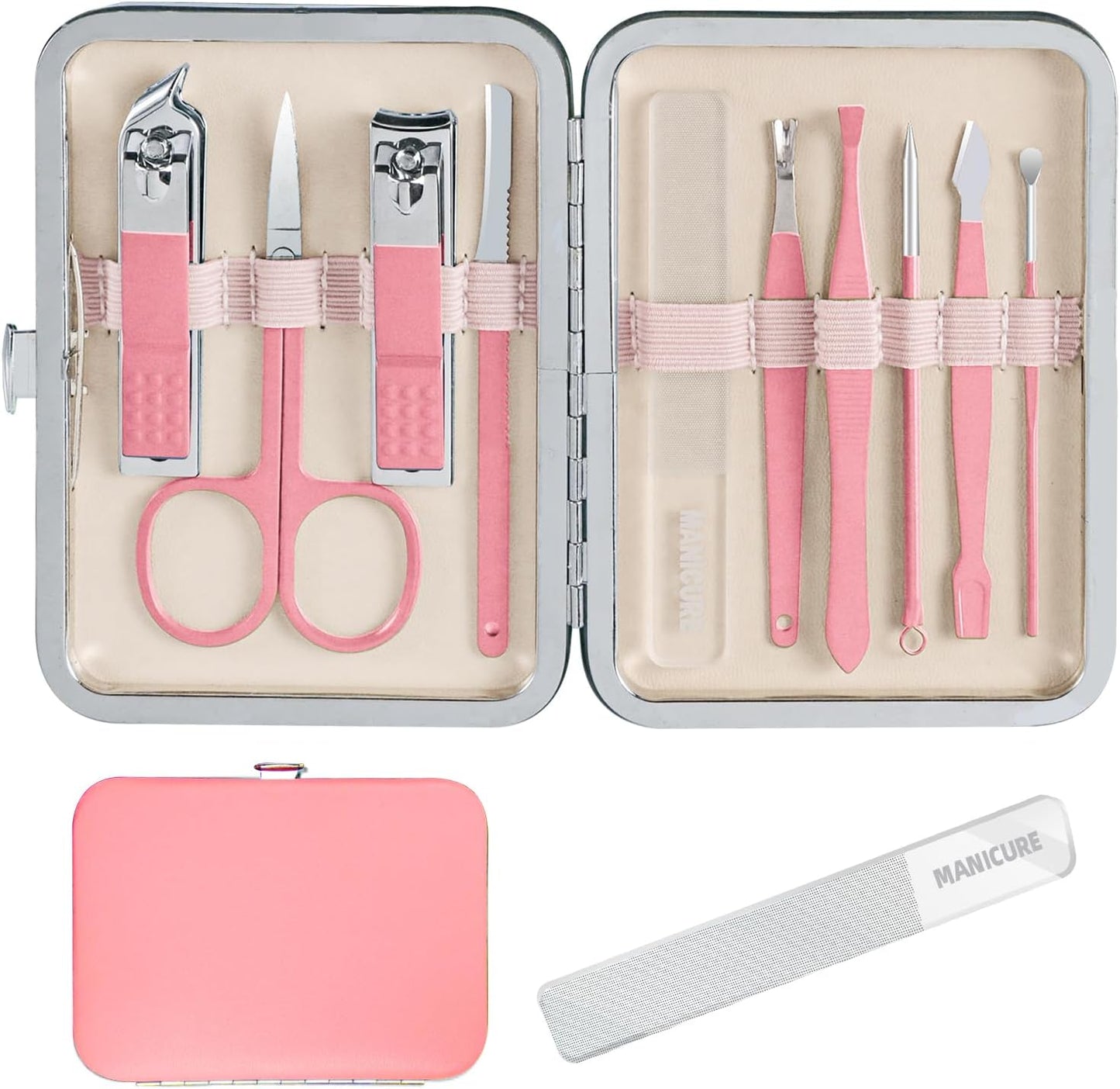Manicure Set，30 in 1 Mens Set Professional，Nail Clipper for Men，Mens Nail Grooming Kit，Andrea Kit Women，Nail Care Women，with Luxury Leather Bag (Black)