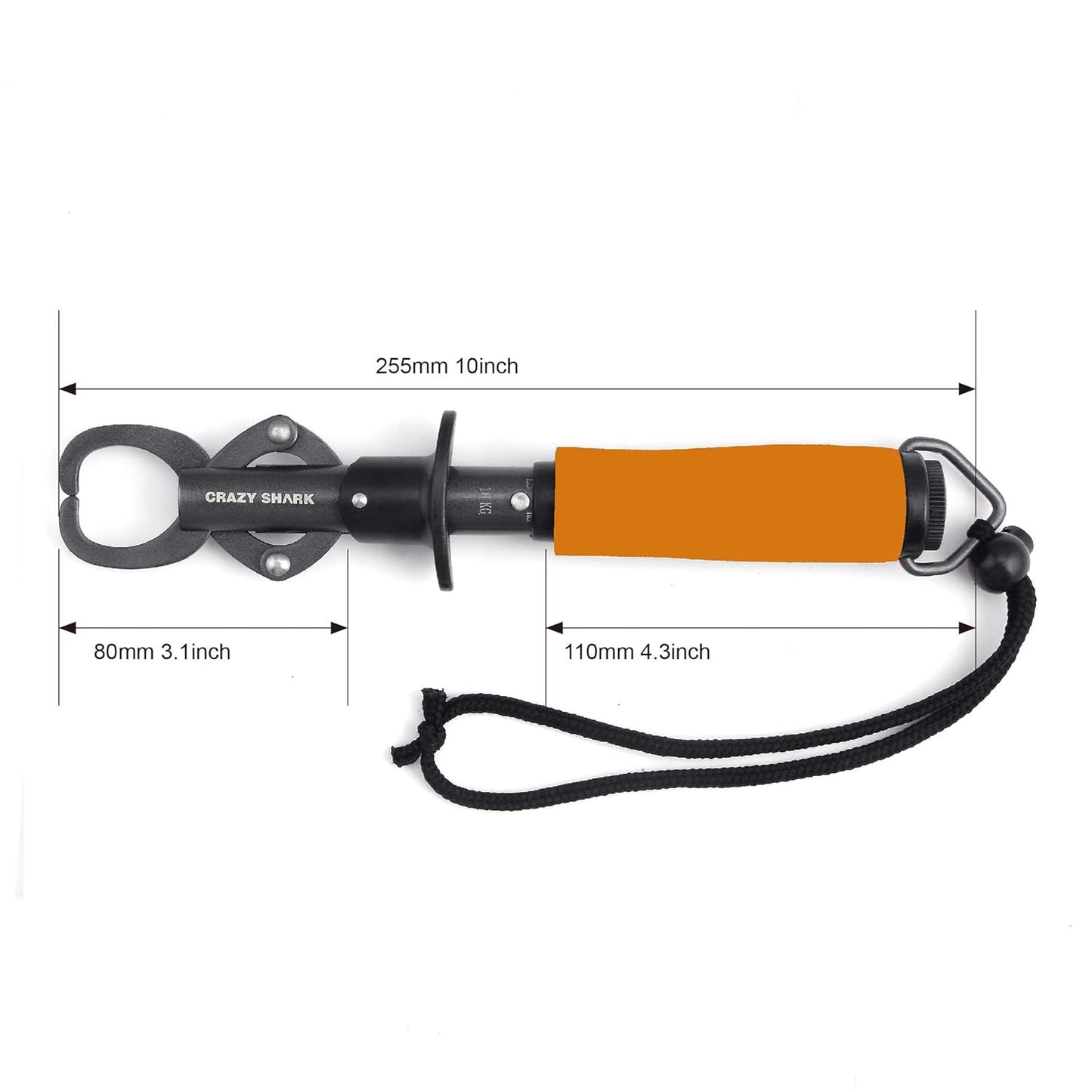 Crazy Shark Portable Stainless Steel Fish Lip Grabber Gripper Grip Tool Fish Holder Tackle EVA Handle 40lbs (Dark Gray)