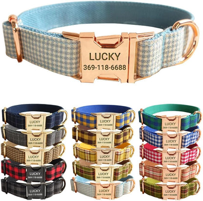 PETDURO Personalized Buffalo Plaid Dog Collar Red Black - Engraved Name and Phone Number on Black Metal Buckle - Custom for Small Medium Large Boy Girl Dogs - Add Leash Bow Tie via Customize Now