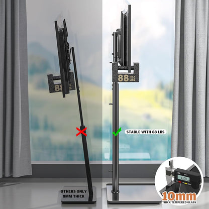 Universal TV Stand with Mount 80 Degree Swivel Height Adjustable and Tilt Function for 27 to 65 inch LCD, LED OLED TVs,HT1002B