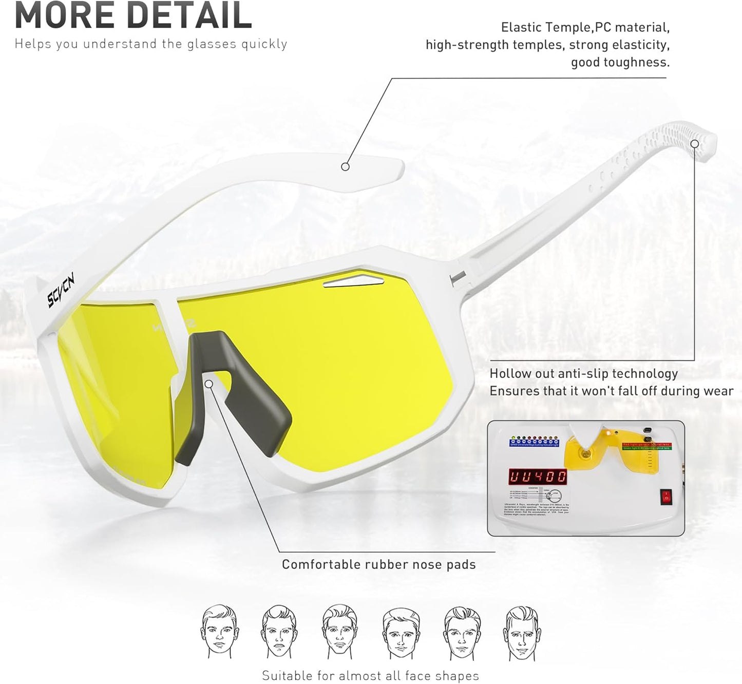 SCVCN Cycling Glasses Sport Sunglasses MTB BMX Men Women Running Driving Fishing Golf DZ-S62