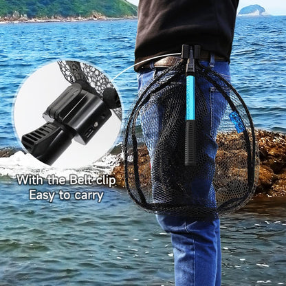 SAN LIKE Fishing Net Telescopic Landing Nets Folding Rubber Fish Net Rubber Coated Landing Net with Adjustable Sturdy Pole Handle for Saltwater Freshwater Bass Trout Fishing Easy Catch & Release
