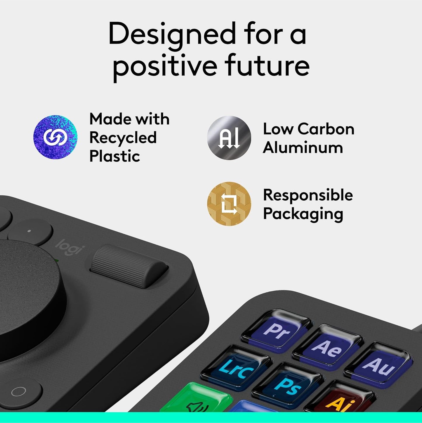 Logitech MX Creative Console - 9 Customizable LCD Keys, Control Dial for Graphic Design, Video Editing, Control Adobe, Zoom, Spotify and More - Graphite, with 3-Month Adobe Creative Cloud Membership