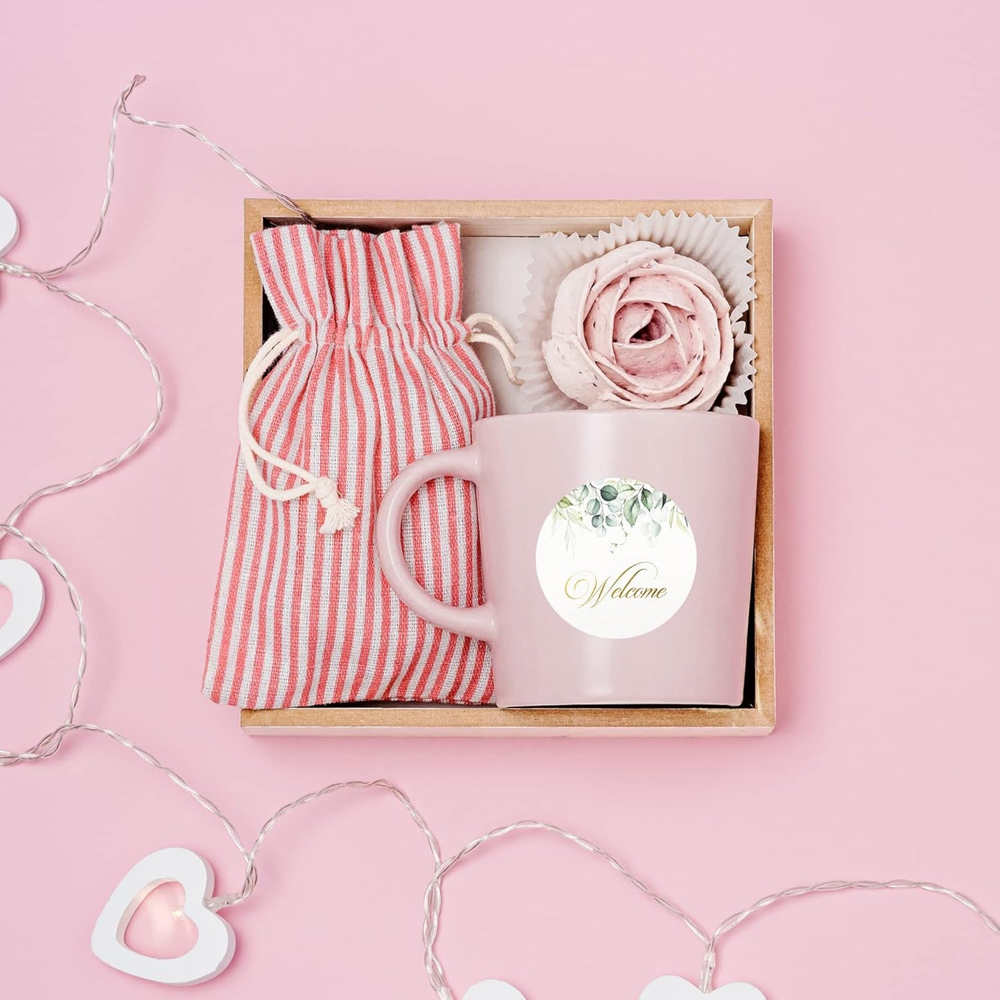 Mobiusea Creation Welcome Stickers | 2 inch | Gold Foil | 60pcs Waterproof Greenery Welcome Bag Stickers for Wedding, Bridal Shower, Birthday, Baby Shower, Party Gift Bags