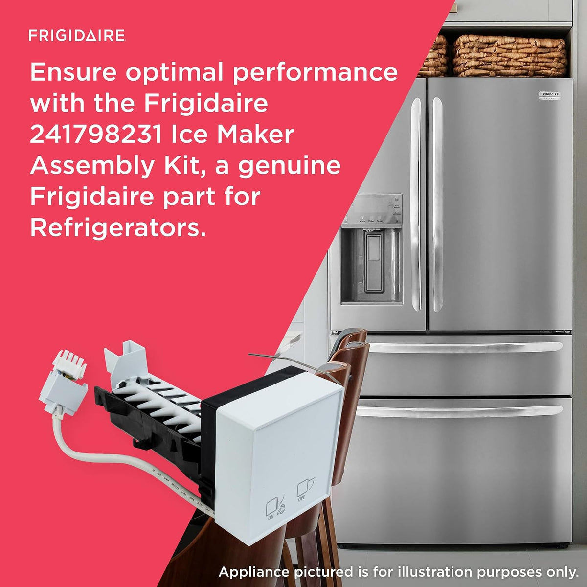 Frigidaire 241798231 Ice Maker Assembly Kit for Refrigerators, White