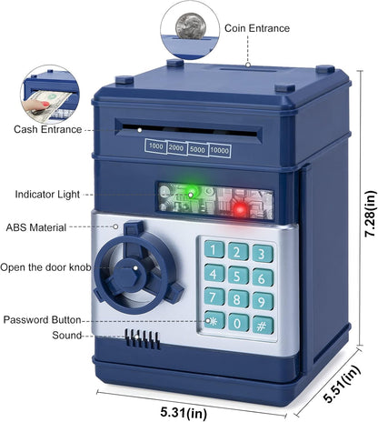 Refasy Boy Toys Age 6-8,Electronic Piggy Bank,Password Money Bank Toys for Kids,ATM Piggy Bank Money Saving Box,Birthday Xmas Gifts for Boys Girls(Blue Green)