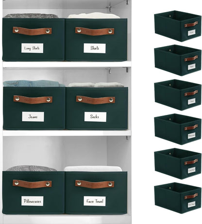 DECOMOMO Cube Storage Bin, Storage Cubes with Labels, Baskets for Shelves Kallax Linen Closet Organizers (Cube 10.5x11"/ 6pcs, Black)