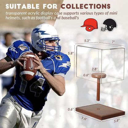 JupDec Baseball Display Case, Clear Cube Baseball Holder with Wooden Base, Autograph Baseball Stand Box for Single Ball, Acacia Wood, Brown, 1 Pack