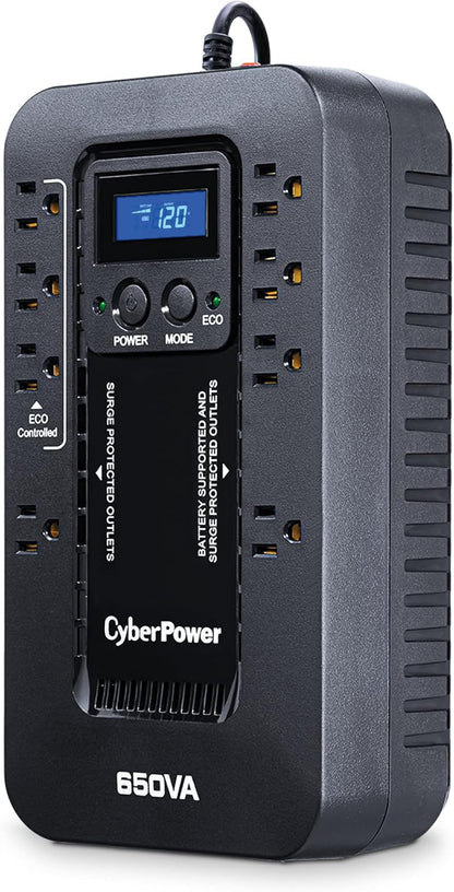 CyberPower EC850LCD Ecologic Battery Backup & Surge Protector UPS System, 850VA/510W, 12 Outlets, ECO Mode, Compact, Uninterruptible Power Supply