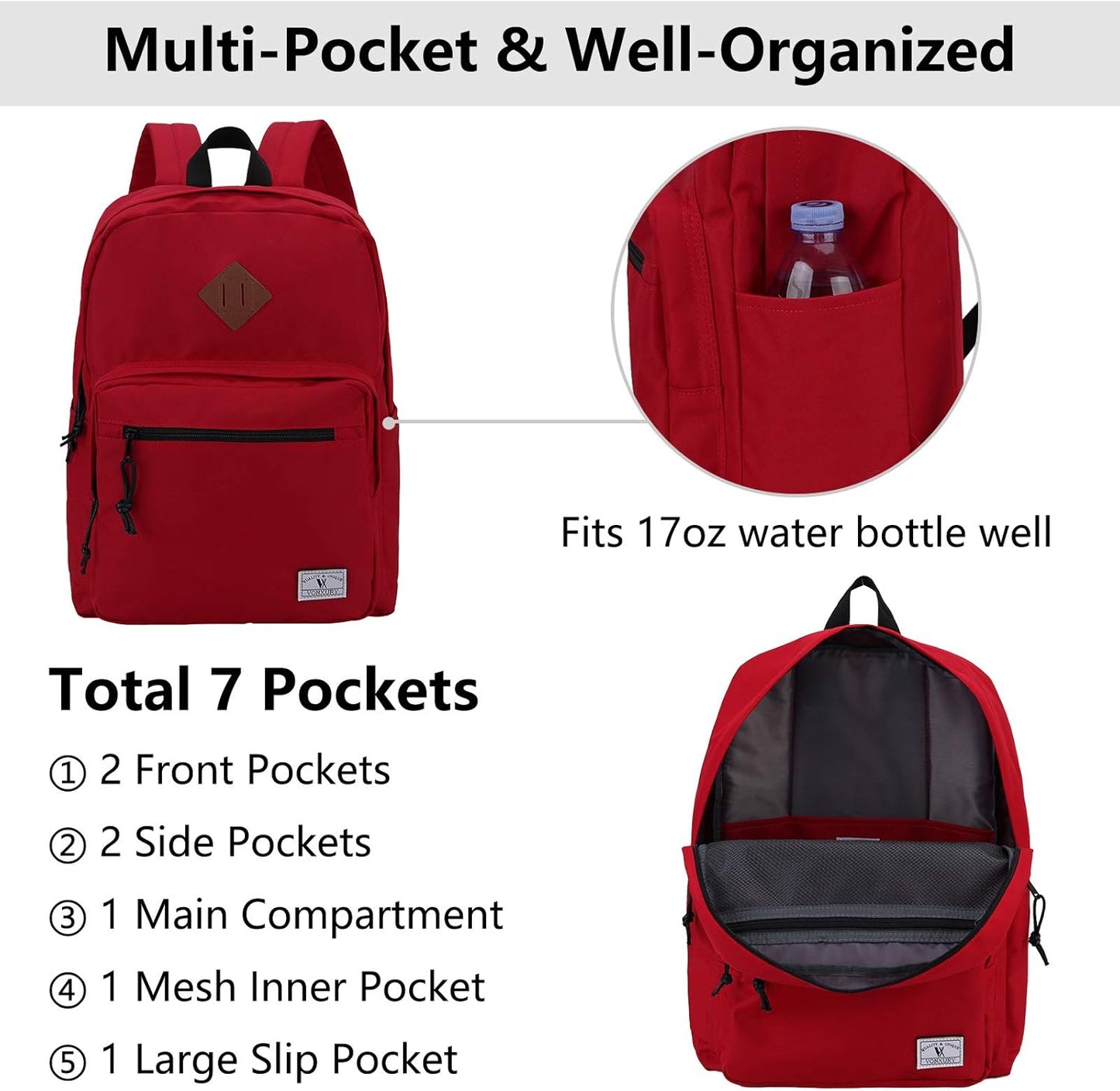 School Backpack for Kids,Lightweight Water Resistant Work Travel Backpack for Women Men Teens VONXURY