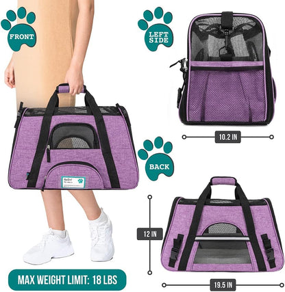Premium Airline Approved Soft-Sided Pet Travel Carrier by PetAmi | Ventilated, Comfortable Design with Safety Features | Perfect For Plane or Car | Ideal for Small to Medium Sized Cats, Dogs, and Pets