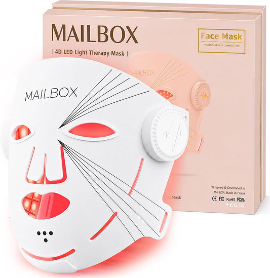 𝟐𝟎𝟐𝟔 Cordless 4D Red Led Mask Spectrum Mask Red Light for Face and Neck Set, 850nm and Red Light 630nm, 460nm 530nm 4 Gears Energy Adjustment, White