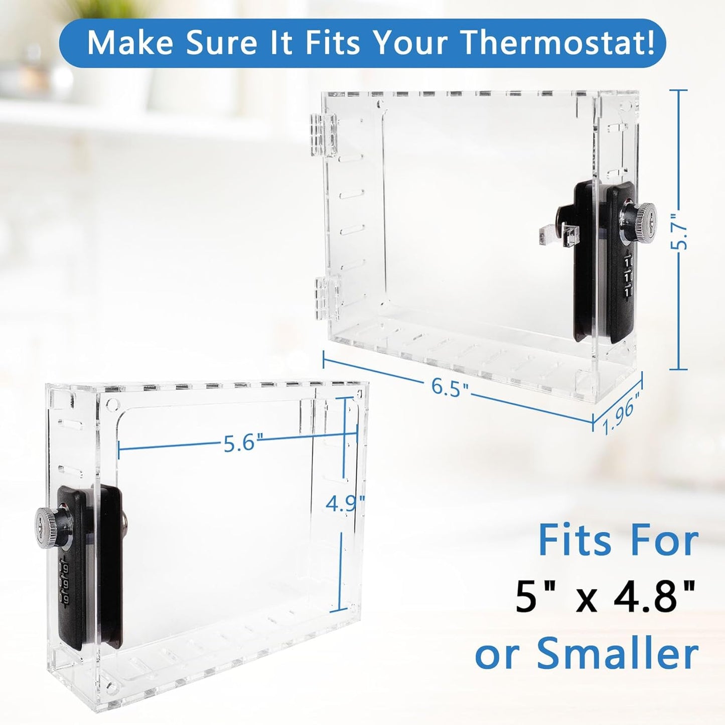 ClarityCraze Universal Thermostat Lock Box, Clear Guard, AC Control, Fits Thermostats Up to 6.88" H x 4.25" W or Smaller