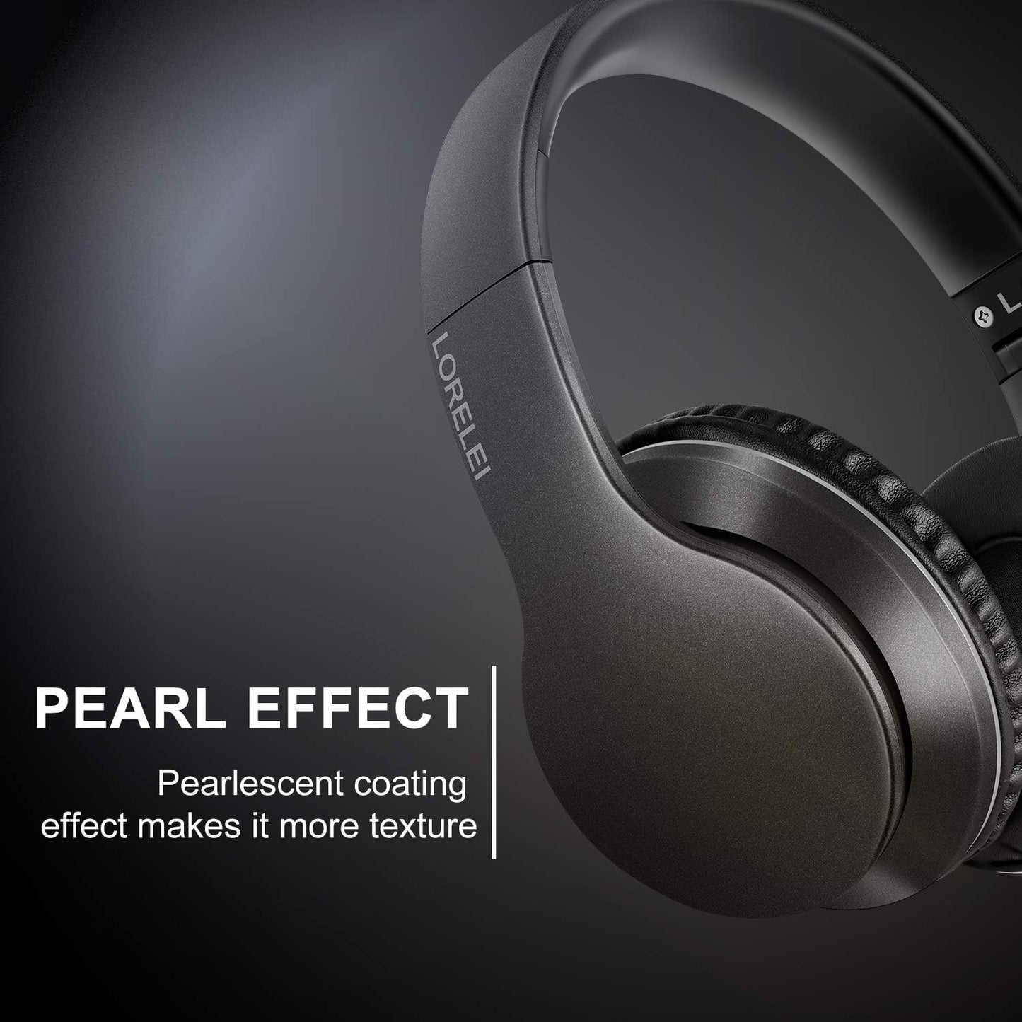 LORELEI X6 Over-Ear Wired Stereo Bass Headphones with Microphone, Lightweight, Foldable & Portable with 1.45M No-Tangle for Smartphone, Tablet, MP3/4, Space Black
