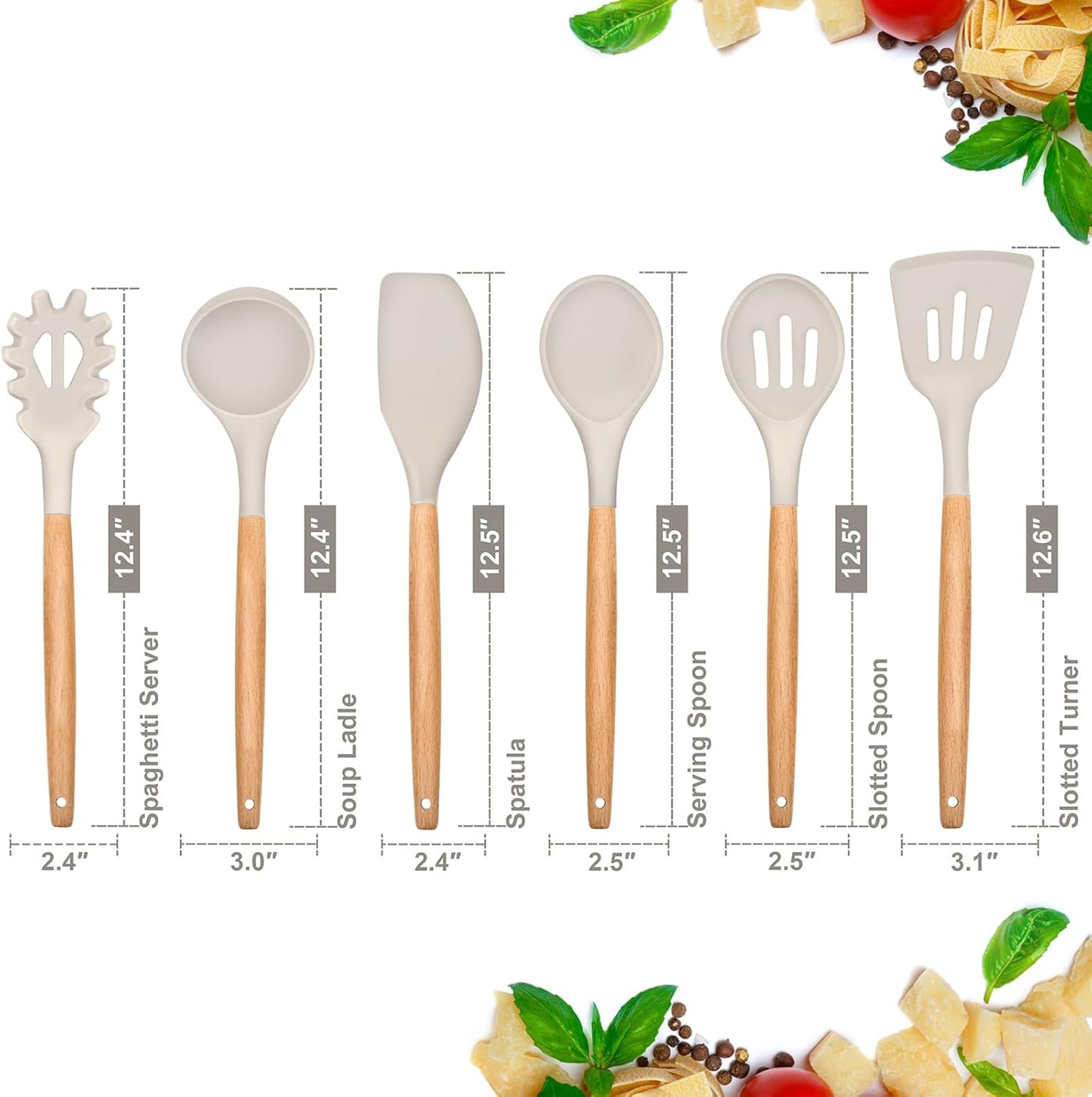 Purilite Select 6-Piece Silicone Cooking Utensil Set