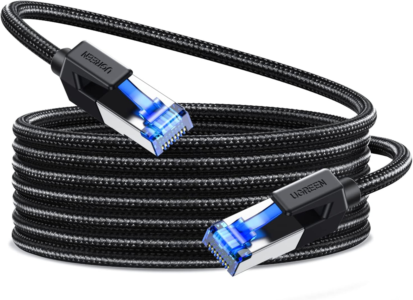 UGREEN Cat 8 Ethernet Cable 15FT, High Speed Braided 40Gbps 2000Mhz Network Cord Cat8 RJ45 Shielded Indoor Heavy Duty LAN Cables Compatible for Gaming PC PS5 PS4 PS3 Xbox Modem Router 15FT