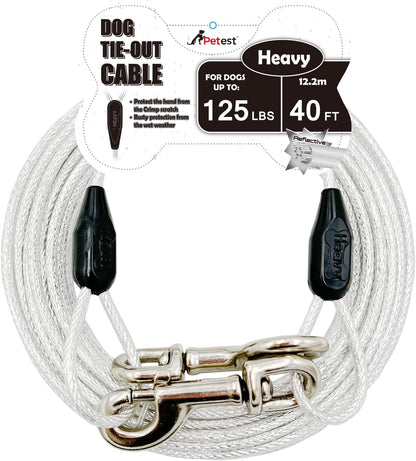 Petest 25ft Reflective Tie-Out Cable for Small Dogs Up to 35 Pounds