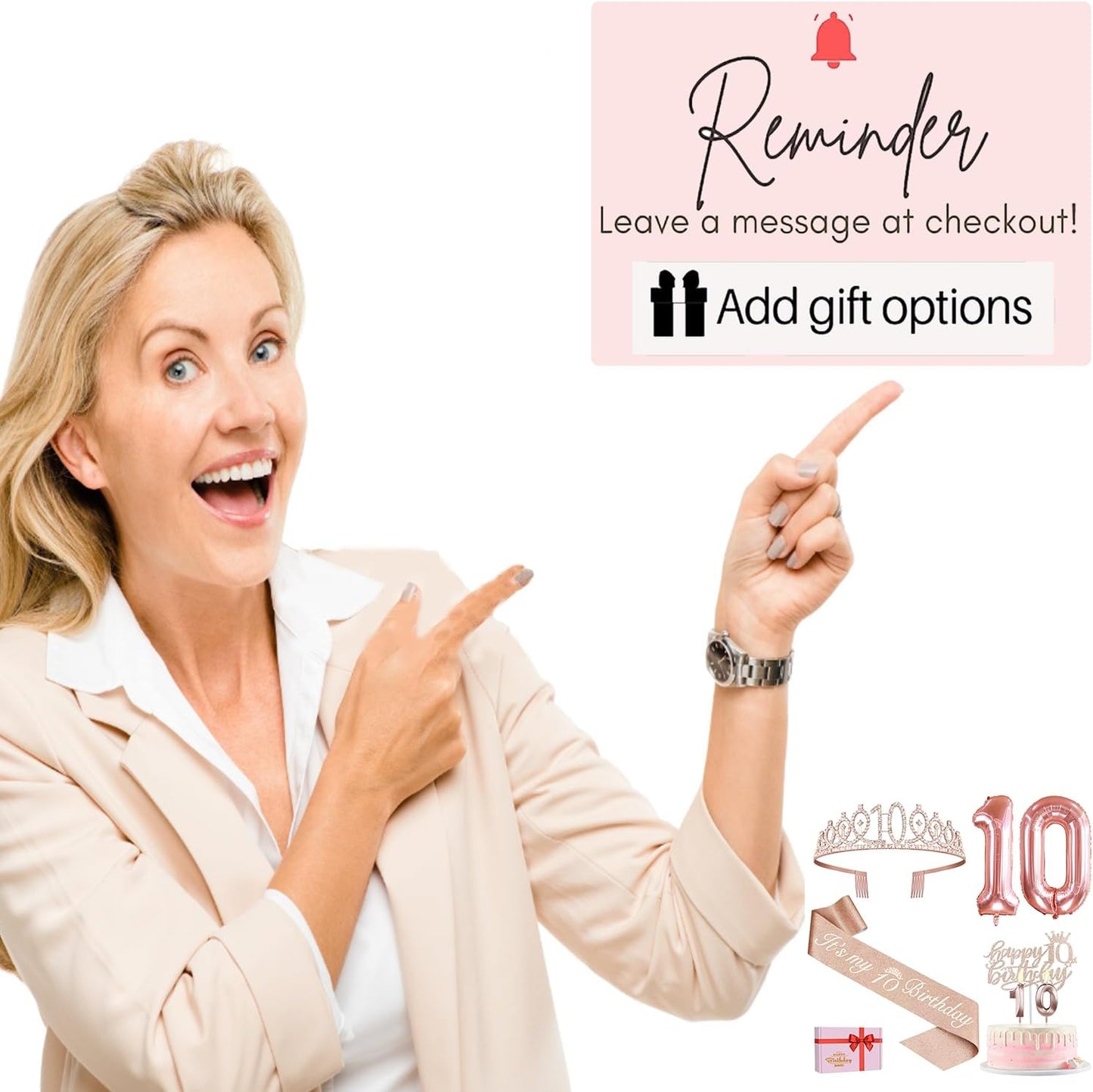 65th Birthday Decorations for Women, Including 65th Birthday Sash and Crown, Cake Topper and Candles, Number Balloons Rose Gold, 65 Year Old Gifts for Women
