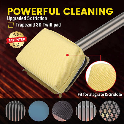 XUDAKAIXIN Grill Brush Bristle Free,BBQ Replaceable Scraper Cleaning Head,Safe Grill Accessories for Cast Iron Grates/Porcelain/Weber Gas/Charcoal Grill,Grill Brush for Outdoor Grill-Yellow