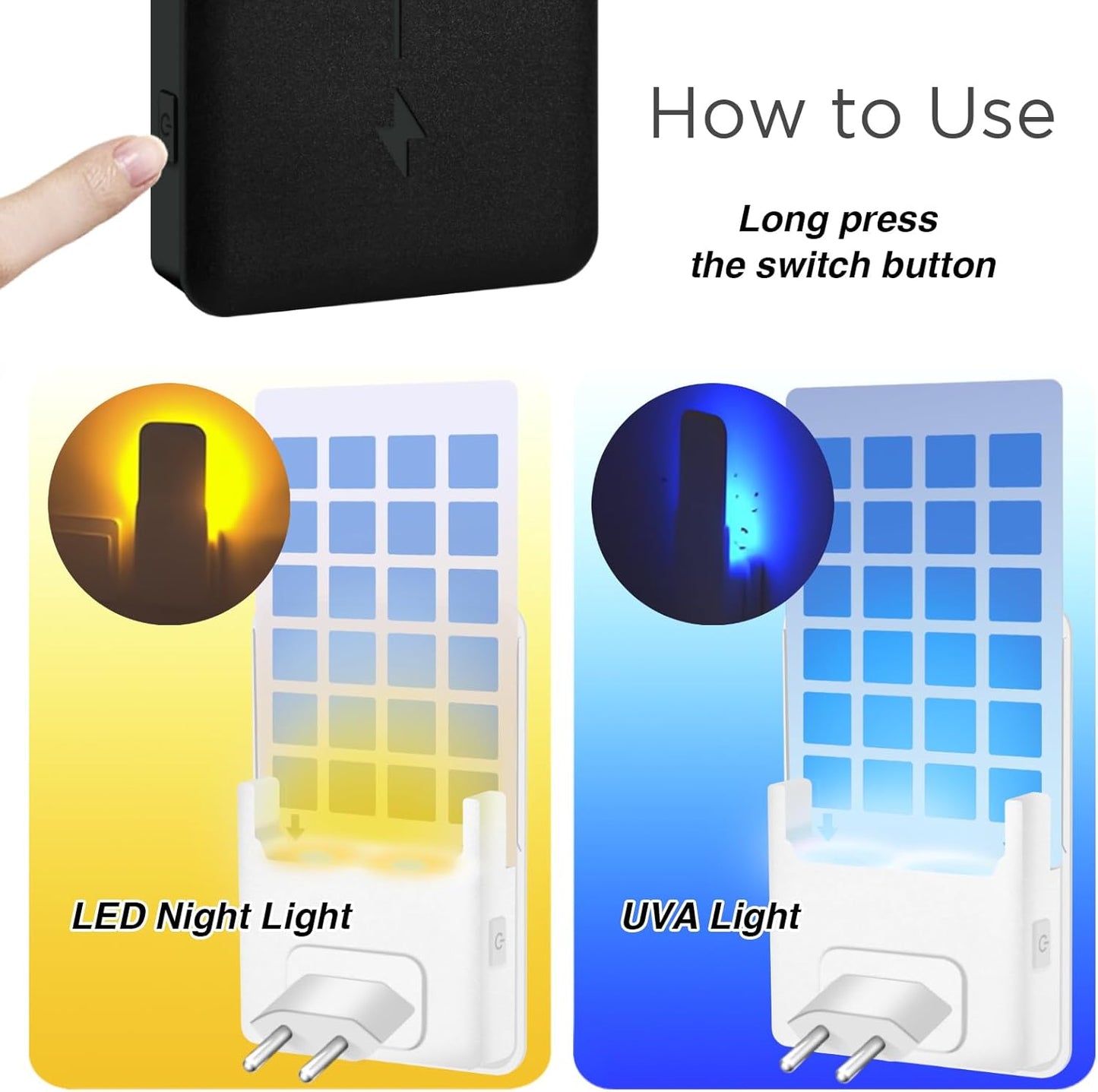 Flying Insect Trap Plug-in Mosquito Killer Indoor Gnat Moth Catcher Fly Tapper with Night Light UV Attractant Catcher for Home Office White-1PACK (1 Device+5 Refills)
