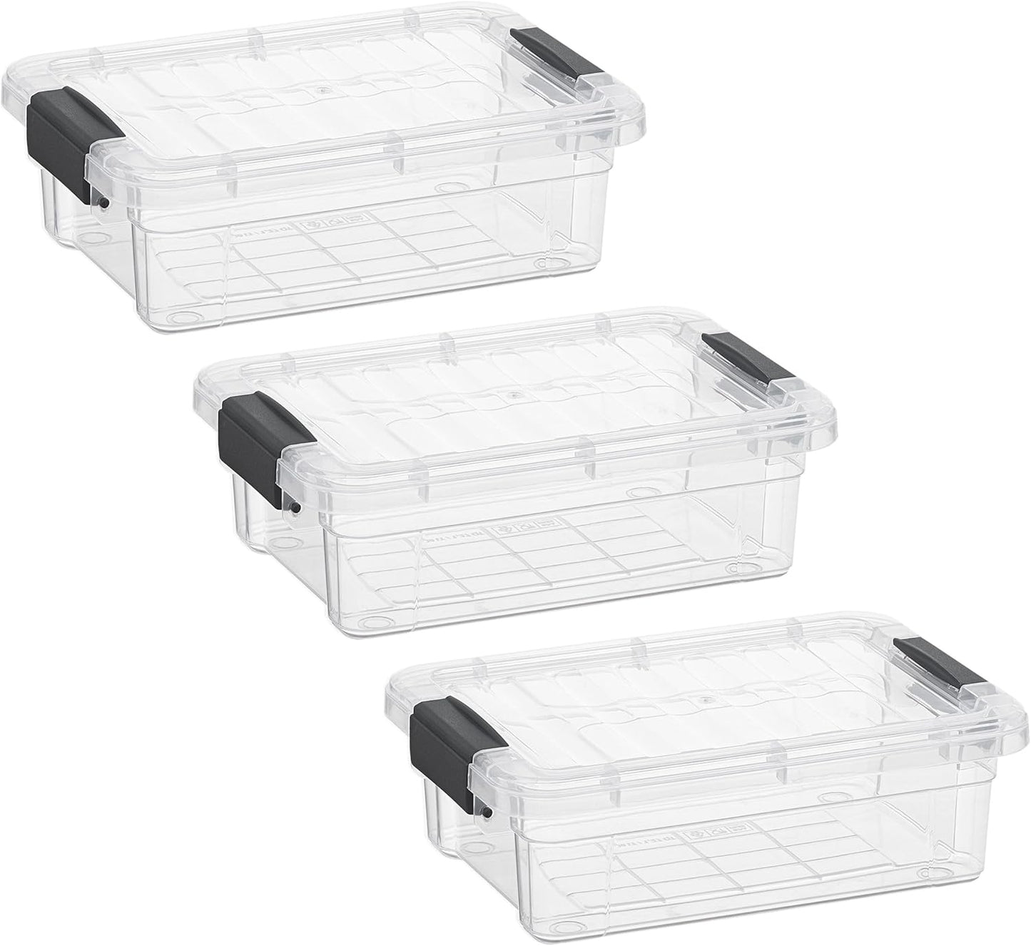Superio Storage Bins with Lids- 3 Pack, 1.85 Qt Clear Boxes for Organizing, Stackable Plastic Containers- BPA Free, Non-Toxic, Odor Free, Organizer for Home, Office, Dorm