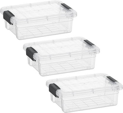 Superio Storage Bins with Lids- 3 Pack, 1.85 Qt Clear Boxes for Organizing, Stackable Plastic Containers- BPA Free, Non-Toxic, Odor Free, Organizer for Home, Office, Dorm