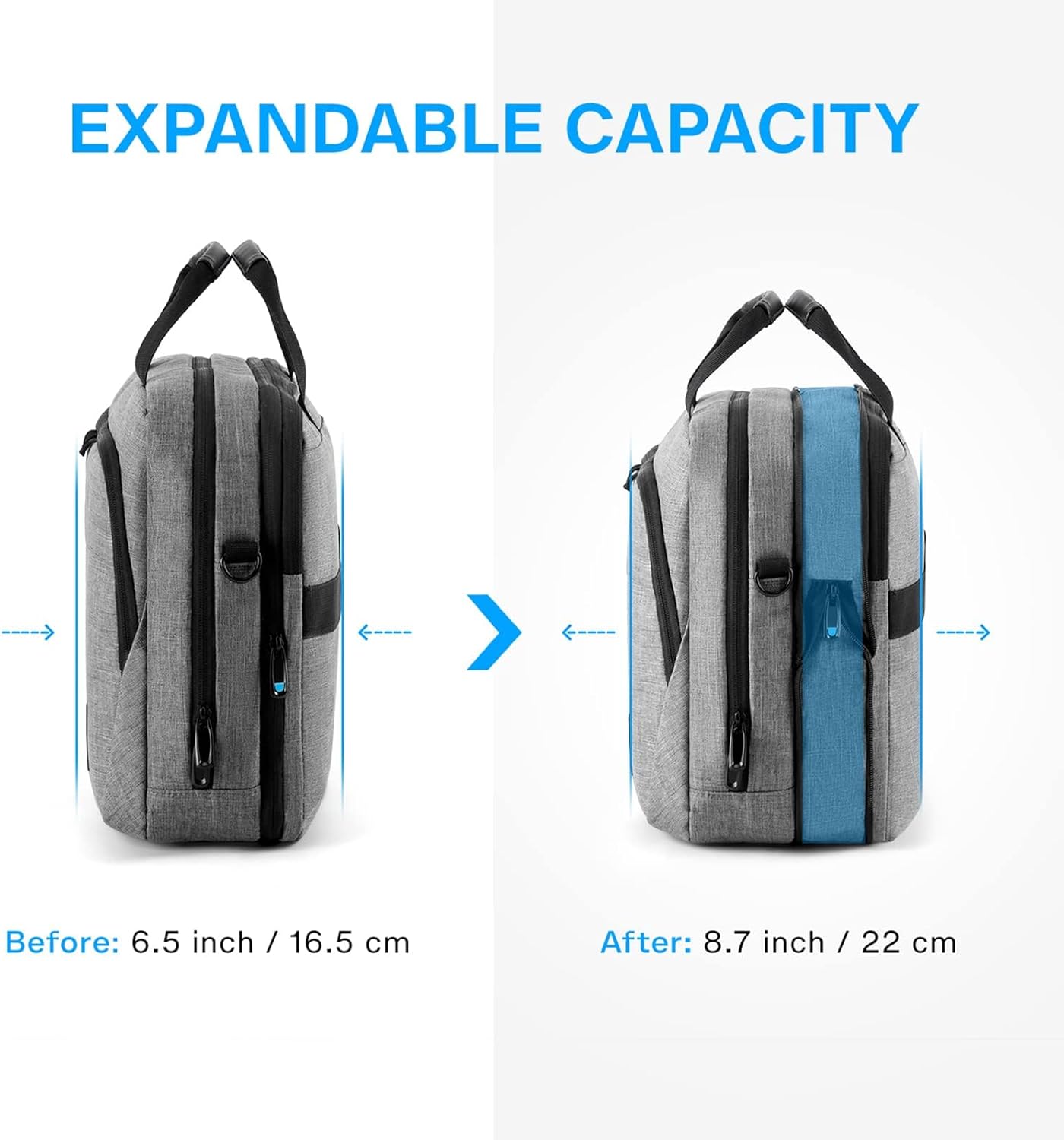 BAGSMART 17.3 Inch Laptop Bag, Expandable Computer Bag Laptop Briefcase Men Women Laptop Shoulder Bag