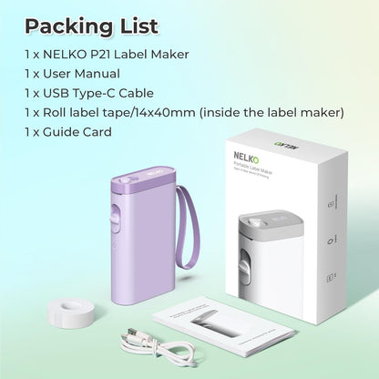 Label Maker Machine with Tape, P21 Portable Bluetooth Label Printer, Wireless Built-in Cutter Sticker Maker Mini Label Makers with Multiple Templates for Organizing Storage Office Home, Black