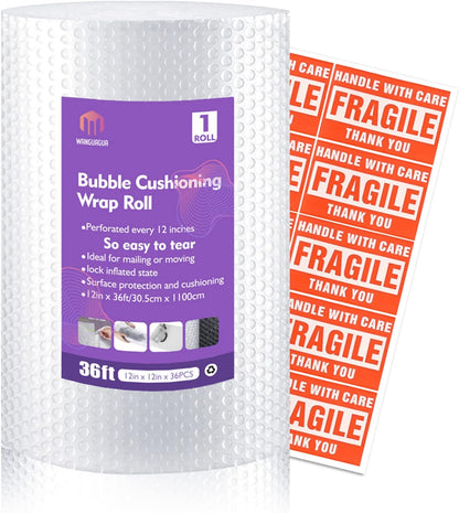 wanguagua 2 Pack 12 Inch x 72 ft Total Bubble Packing Wrap for Moving Boxes Shipping Cushioning Supplies Perforated Every 12”