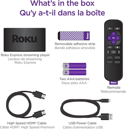 Roku Express | HD Streaming Media Player with Simple Remote and Premium HDMI Cable