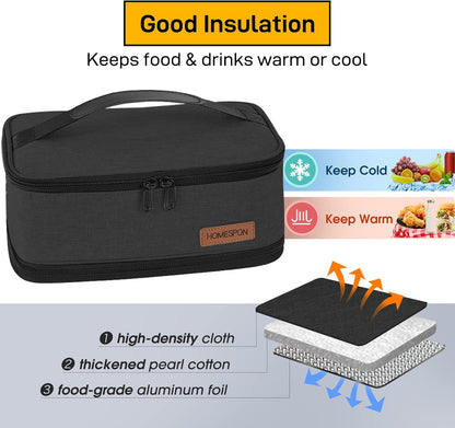 HOMESPON Expandable Lunch Bag for Men Women Insulated Lunch Box Holder with Handle for Picnics Work Travel (Blue)