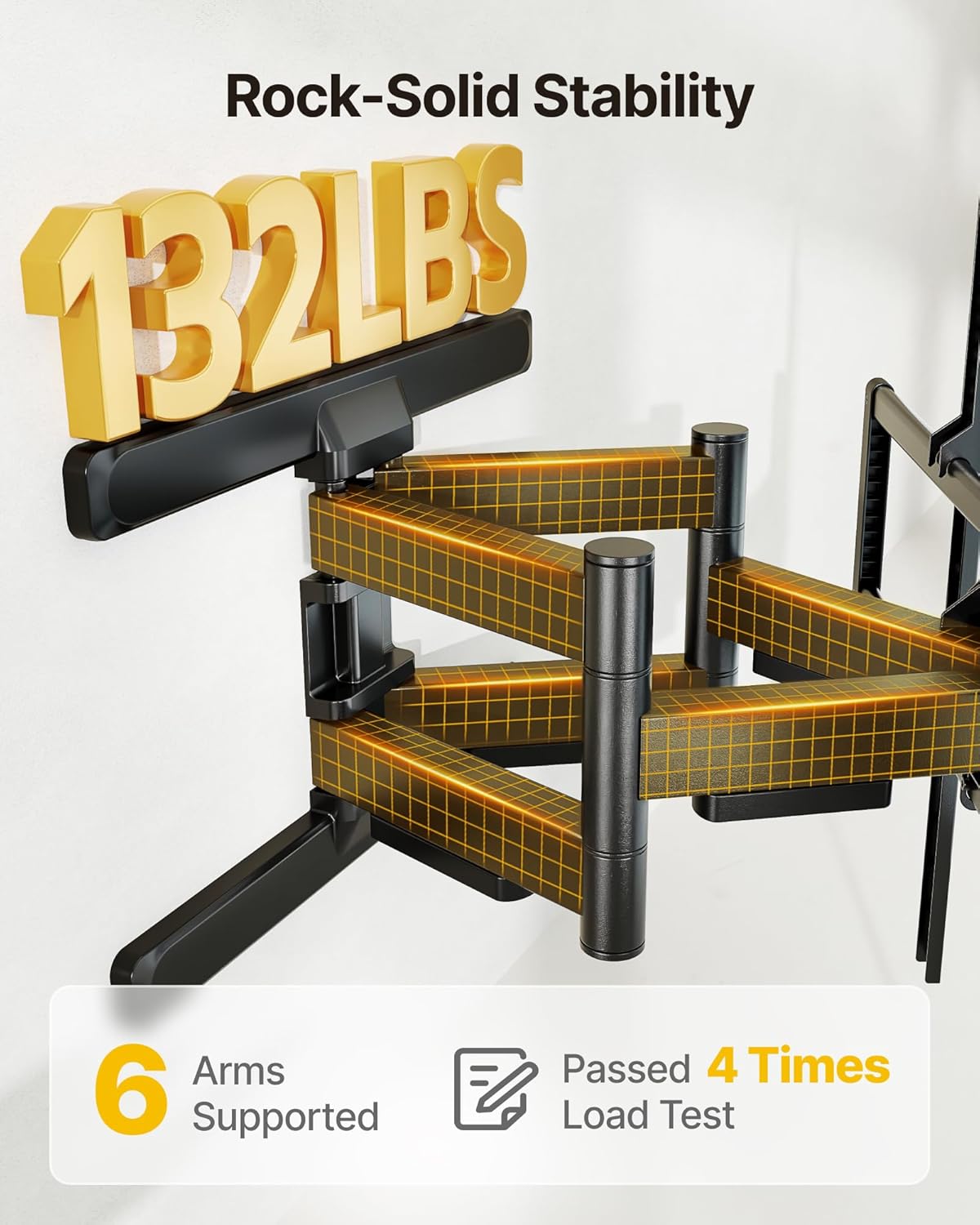 monTEK Heavy Duty TV Wall Mount for 43"–100" TVs, Pre-Assembled & 132lbs 4X Tested, Full Motion TV Mount with Tool-Free Tilt/Swivel/Extension, Max VESA 800x600, Fits 16"/18" Studs - PuriLite