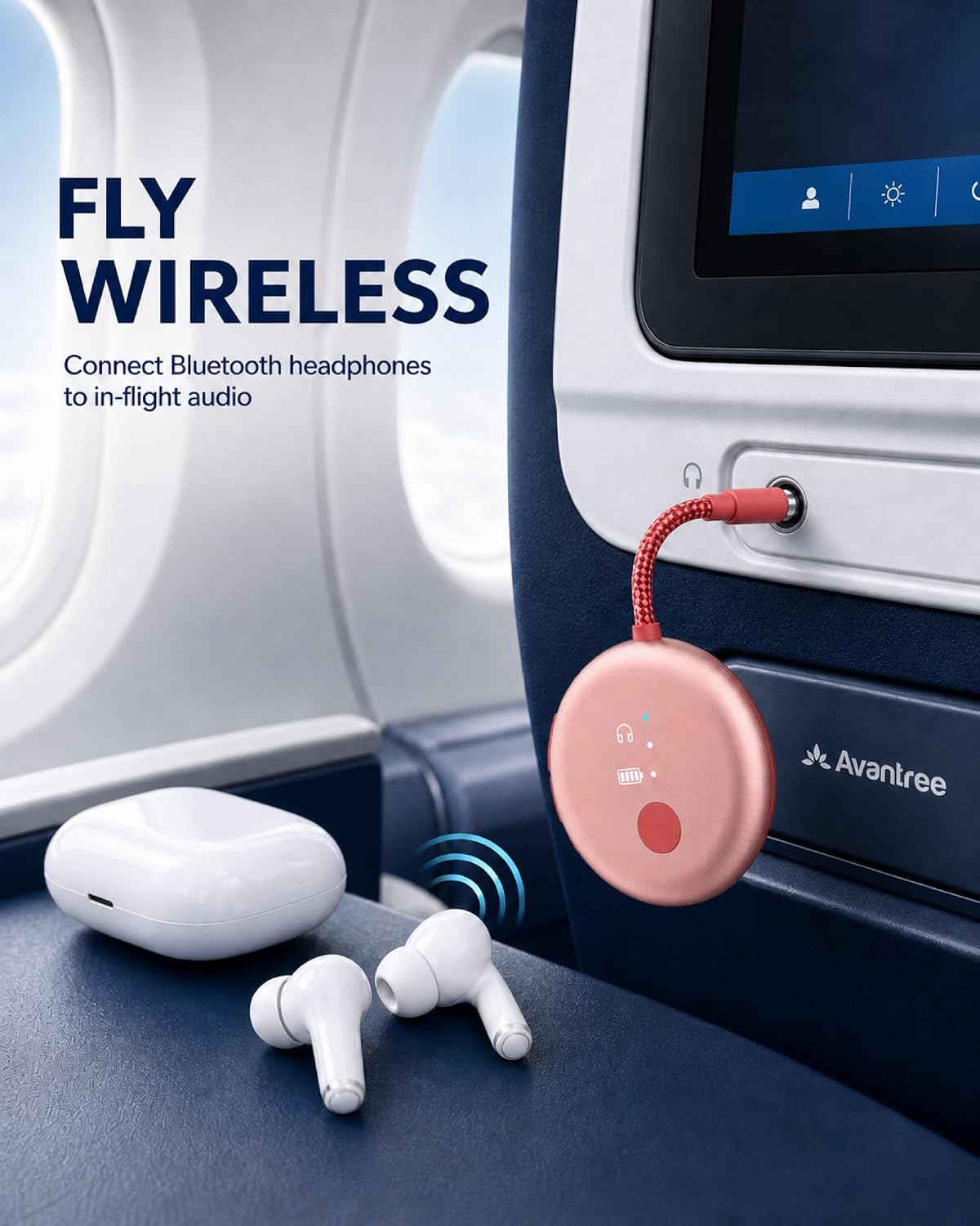 Avantree SoundJet R1-25Hr Airplane Bluetooth Adapter for All AirPods