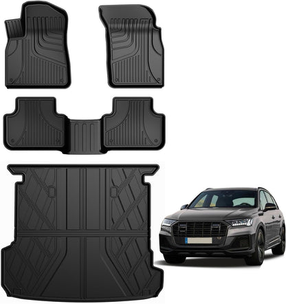 AOMSAZTO Floor Mats & Trunk Mat for 2024 2025 Chevy Equinox EV (Non Fuel),TPE All Weather Protection 2 Rows Car Floor Liners with Cargo Liner for Chevrolet Equinox EV (Non Fuel)