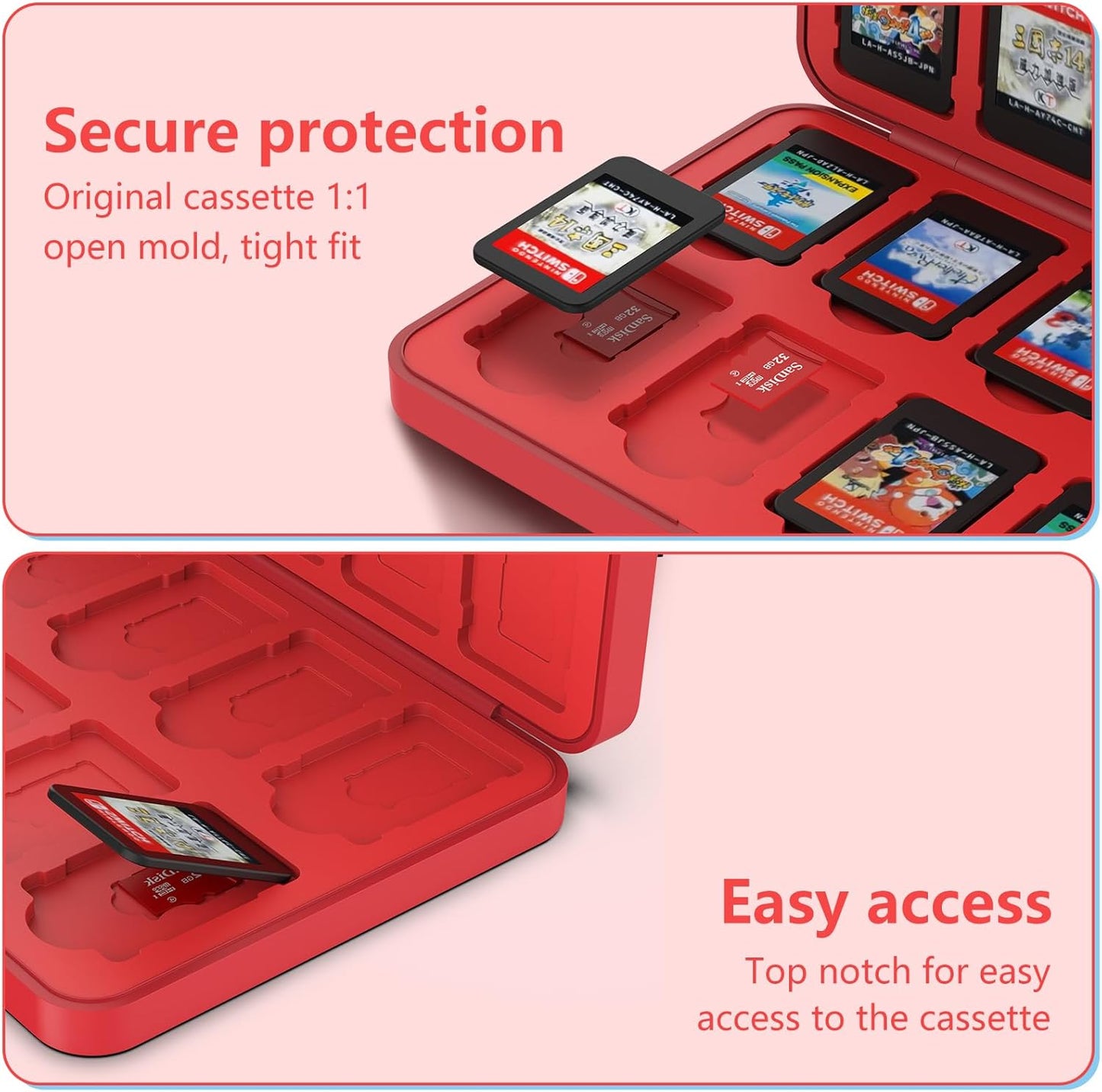 GeeRic 24 Slot Game Card Storage Case Compatible with Switch, Portable Game Card Storage Cartridge with Switch, Games Cartridges & Slot