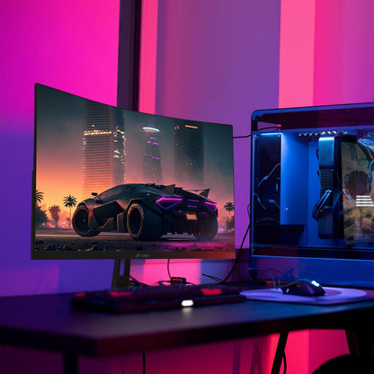 CRUA 32'' Curved Gaming Monitor, 160Hz/144Hz 4K UHD(3840 * 2160P) White Computer Monitor, 1500R VA Screen, Supports Freesync, 120% sRGB, Built-in Speakers, RGB Lighting, Wall Mountable,HDMI 2.1&DP 1.4