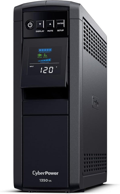 CyberPower CP1500PFCLCD PFC Sinewave UPS System, 1500VA/1000W, 12 Outlets, AVR, Mini Tower, Black
