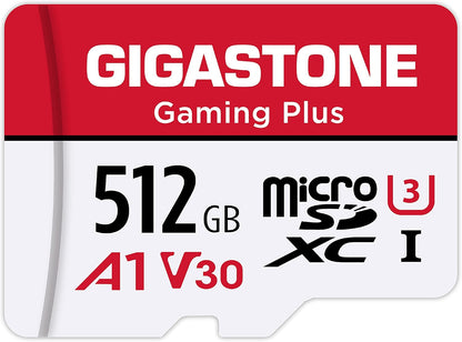 GIGASTONE 512GB Micro SD Card, Gaming Plus, MicroSDXC Memory Card for Nintendo-Switch 1, Wyze, GoPro, Dash Cam, Security Camera, 4K Video Recording, UHS-I A1 U3 V30 C10, up to 100MB/s, with Adapter