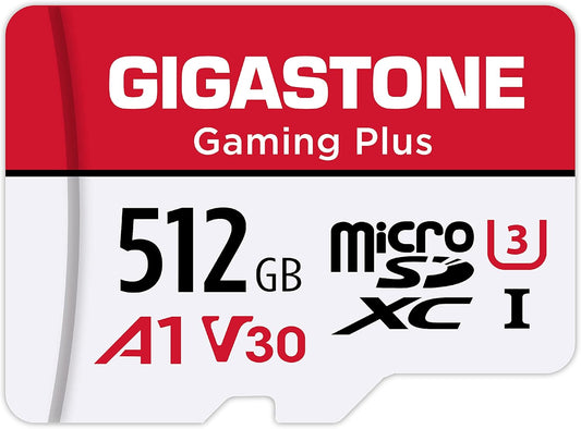 GIGASTONE 512GB Micro SD Card, Gaming Plus, MicroSDXC Memory Card for Nintendo-Switch 1, Wyze, GoPro, Dash Cam, Security Camera, 4K Video Recording, UHS-I A1 U3 V30 C10, up to 100MB/s, with Adapter