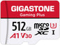 GIGASTONE 512GB Micro SD Card, Gaming Plus, MicroSDXC Memory Card for Nintendo-Switch 1, Wyze, GoPro, Dash Cam, Security Camera, 4K Video Recording, UHS-I A1 U3 V30 C10, up to 100MB/s, with Adapter