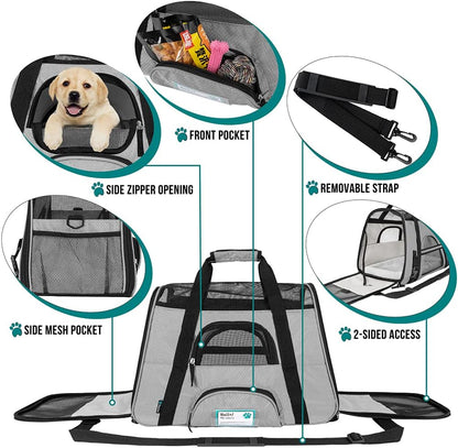 Premium Airline Approved Soft-Sided Pet Travel Carrier by PetAmi | Ventilated, Comfortable Design with Safety Features | Perfect For Plane or Car | Ideal for Small to Medium Sized Cats, Dogs, and Pets