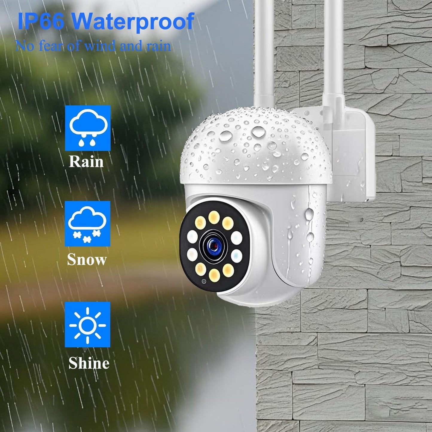 2K HD Security Camera Outdoor with 360° Pan-Tilt Motion Tracking, Home Camera Surveillance Exterieur, Wireless 2.4G WiFi Wired Security Camera, Full Color Night Vision, 2-Way Audio, Waterproof