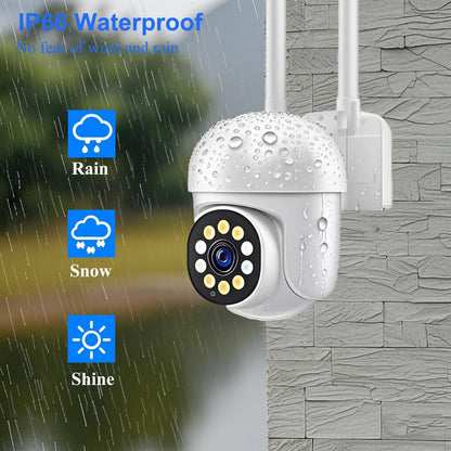 2K HD Security Camera Outdoor with 360° Pan-Tilt Motion Tracking, Home Camera Surveillance Exterieur, Wireless 2.4G WiFi Wired Security Camera, Full Color Night Vision, 2-Way Audio, Waterproof