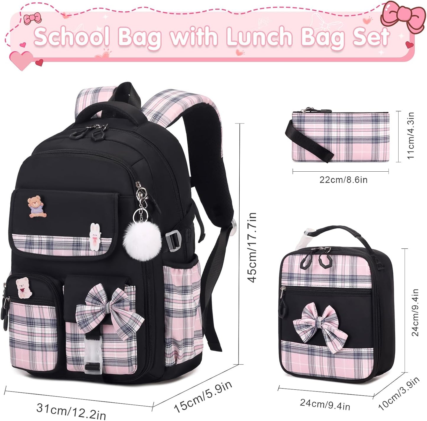 ACESAK Girls Backpack - 3PCS Backpack for Girls Cute School Backpacks for Girls Kindergarten